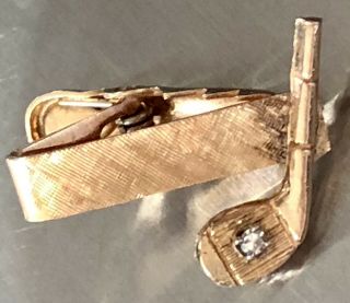 Golf Club Vintage 14k Gold Tie Tac Pin With Diamond? 2.  4 Grams Not Scrap