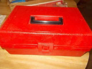 Vintage 1971 Gilbert Erector Set Red Plastic Box W/ Parts