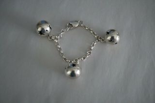 Vintage Sterling Silver Bracelet with Jingles Large Ball Moon Star Cut Out 2