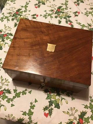 Antique Wooden Writing Box,  Slope With Key