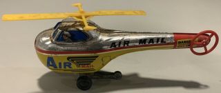 Vintage Japan Tin Litho Air Mail Helicopter Friction Toy