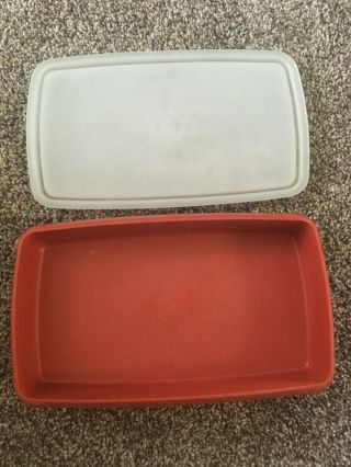 Tupperware Vintage 816 Lunch Meat Deli Keeper Paprika Red With Sheer Lid 817