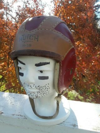 Intact Vintage Antique Hutch H - 18 Leather Football Helmet