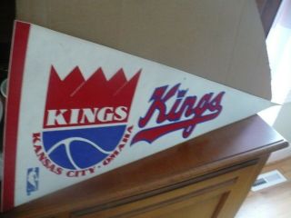 Kansas City - Omaha Kings Full Size Nba Basketball Pennant 1975 - 1985