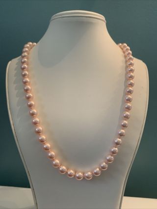 Vintage Pink Pearl Joan Rivers Signed Beaded Necklace Jewelry Ii92
