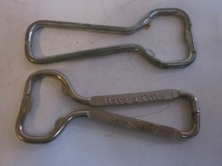 2 Vintage Metal Bottle Cap Openers One Coca Cola Have A Coke Advertising One