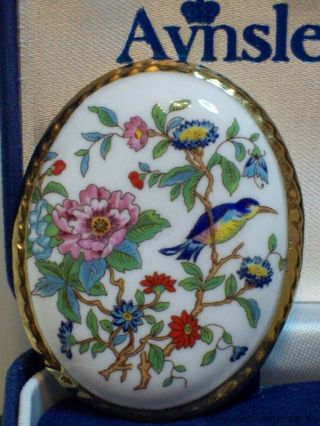 Vintage Aynsley Bone China England Signed Pin Pembroke Flowers Brooch