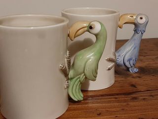 4 Vintage Fitz and Floyd Bird - in - Hand Coffee Mug Figural Handle 1978 Ceramic Cup 2