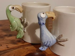4 Vintage Fitz and Floyd Bird - in - Hand Coffee Mug Figural Handle 1978 Ceramic Cup 3