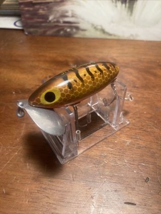 Fred Arbogast 5/8 Oz Jitterbug Lure,  Rare Color Brown Parrot,  Akron OH 2