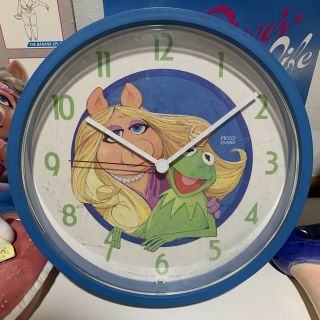 Vintage 1980 Miss Piggy & Kermit The Frog Wall Clock Henson Picco Quartz