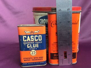 Vintage Tins (3) Crowleys,  Casco Glue,  Cohasset Colonial Stain 2