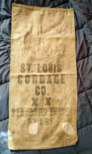 Vintage St Louis Cordage Co.  Standard Elephant Binder Twine Cloth Sack