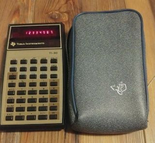 Vintage Led Texas Instruments Ti - 30 Calculator With Case 1970s/1980s