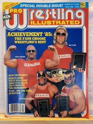 Vtg Pro Wrestling Illustrated March 1986 Hulk Hogan Ric Flair Road Warriors