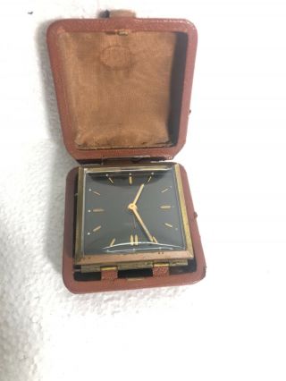 Vintage Germany Alarm Clock Travel Folding Case Brown Mechanical Not Old