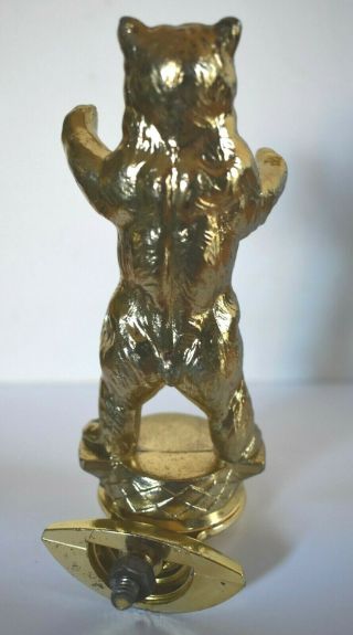 Vintage Gold Tone Solid Metal Standing Bear Trophy Topper 3