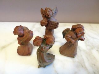 Antique Miniature Wood Carved Angels Musicians Band