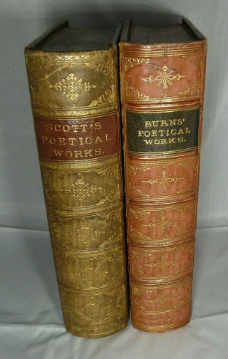 2 X Antique Books The Poetical Of Robert Burns & Sir Walter Scott 1883