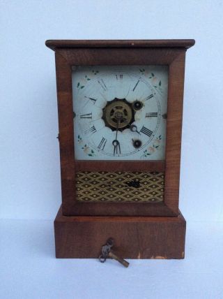 Antique Ansonia Brass Co.  Alarm Mantel Clock,  With Key.