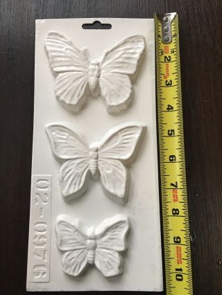 Vintage Yaley Plastic Plaster Of Paris Resin Mold Deep Flex Butterflies 3 Size