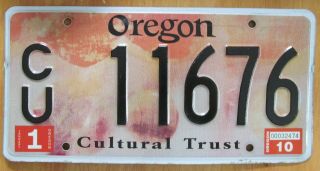 Oregon 2010 Cultural Trust Graphic License Plate Cu 11676