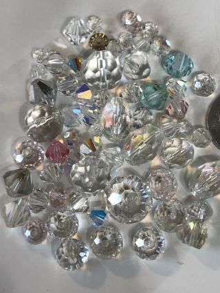 Vintage And Mixture Of Austrian Crystal Swarovski Beads 60 Piece