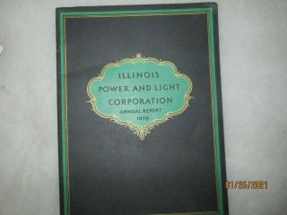 1929 Annual Report Illinois Power And Light Co And Stock Certificate 100 Shares