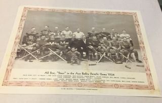 1933/34 Ccm Photos Brown Border All Star Stars In The Ace Bailey Benefit Game 1