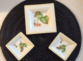 Set Of 3 Vintage Villeroy & Boch Square Condiment Square Side Dishes Leaves