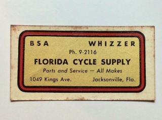 1940 - 1950’s Bsa - Whizzer Motorcycle Dealer Decal/sign