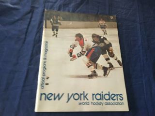 1972 - 73 Wha York Raiders Vs.  Quebec Nordiques Hockey Program Played At Msg