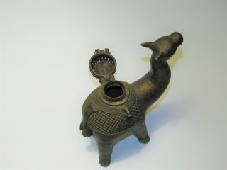 Vintage India Dhokra Lost Wax Cast Brass Camel Incense Burner / Container 3