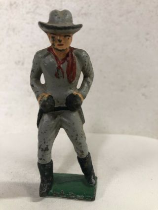 Vintage Grey Iron G54 Holdup Cowboy Manoil Barclay Cast Iron Toy War Rob Bank