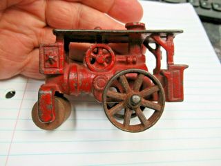 Antique 1920 - 30s Hubley 1635 Cast Iron Red Steam Road Roller