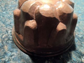 Antique French copper mold (cake Jello aspic) repousse work tin interior 3
