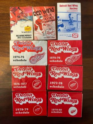 Detroit Red Wings Nhl Hockey Pocket Schedules 1972 - 1980 Strohs