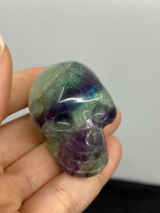 Carved Fluorite Gemstone Skull - - 80.  7 Grams - Vintage Estate Find