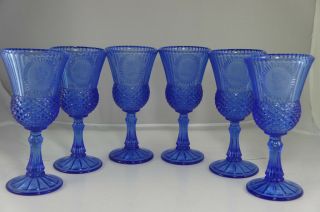 Vintage Blue Glass Candle Votive Holder Or Chalice Set 6 Washington Avon