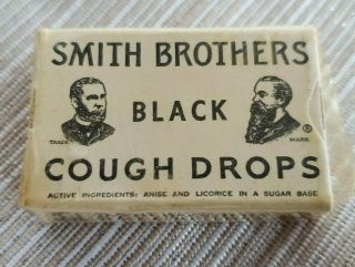 Vintage Smith Brothers Black Cough Drops 1 Cent Box Nos With Cellophane