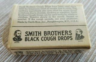 Vintage Smith Brothers Black Cough Drops 1 Cent Box NOS with Cellophane 2