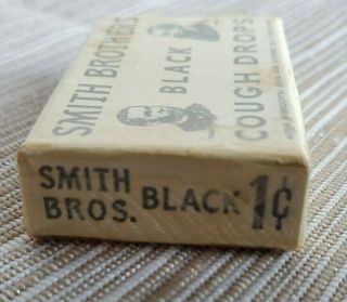 Vintage Smith Brothers Black Cough Drops 1 Cent Box NOS with Cellophane 3