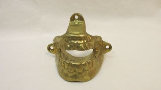Vintage Mounted Mouth & Teeth Cast Iron Brass Color Bottle Opener