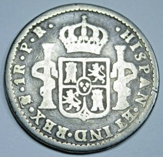 1776 PR Spanish Silver 1 Reales 1700 ' s Antique US Colonial Pirate Coin 2
