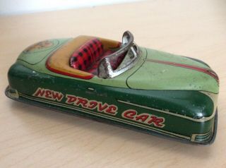 Friction Tin Litho Convertible Car Vintage Japan Tin Toy 5 1/2”