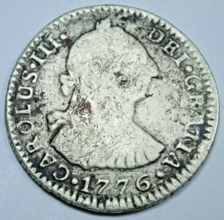 1776 Spanish Bolivia Silver 1 Reales Antique Us Colonial Pirate Treasure Coin
