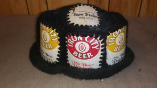 Vintage 1975 Pittsburgh Steelers Iron City Beer Can Crochet Hat Bowl