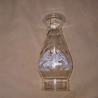 Vintage Beaded Glass Oil Hurricane Lamp Chimney Globe 8 1/2 " H 3 " Fitter Eagles