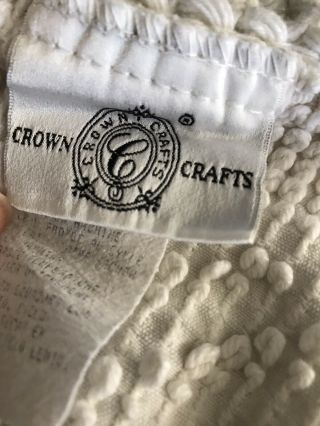 Queen Chenille Bedspread White Fringed Crown Craft Washington Jefferson Hobnail 3