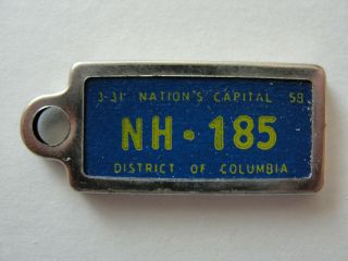 1958 D.  C.  Dav Key Chain License Plate Tag Nh - 185